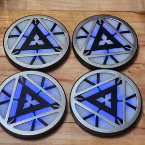 Iron Man 3 Arc Reactor Light Up Coasters Set of 4 Blue LED Marvel Avengers 2013